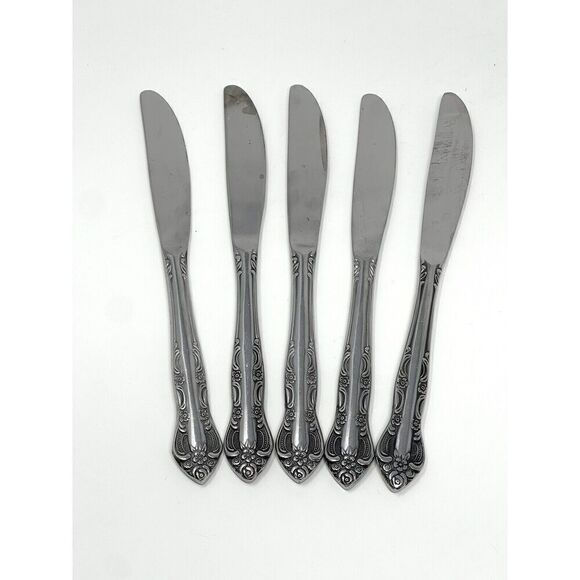 United Silver Acadia Stainless Dinner Place Knife Japan 8 3/8” Set Of 5 - Picture 1 of 6